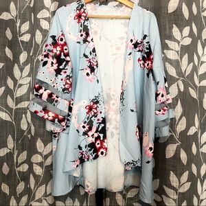 Floral Light Blue Beach Cover Up